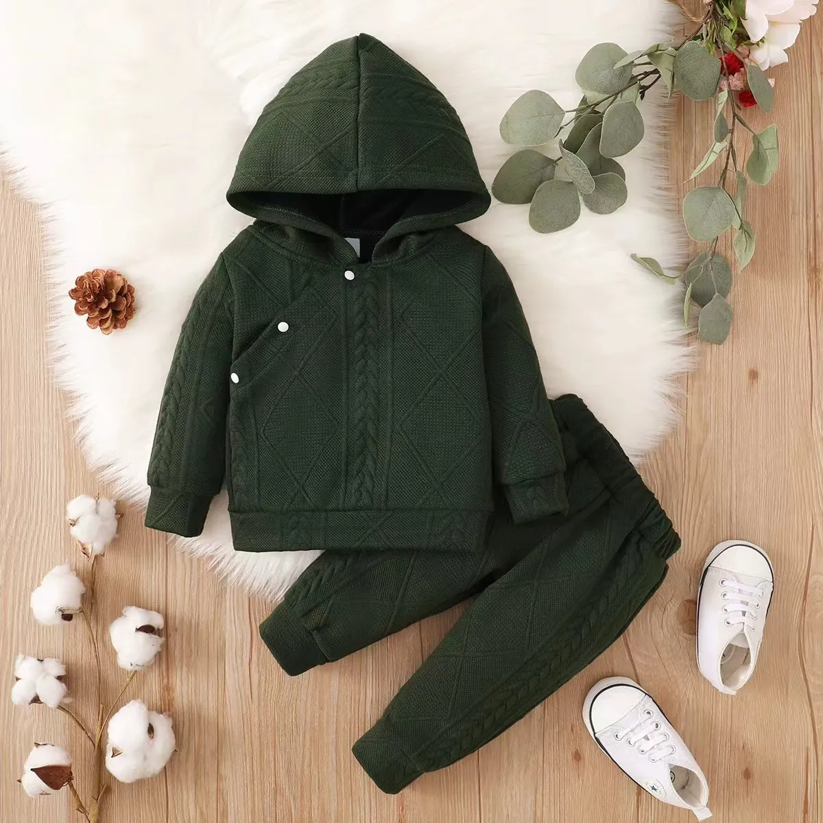 Patterned Hoodie and Sweatpants Set