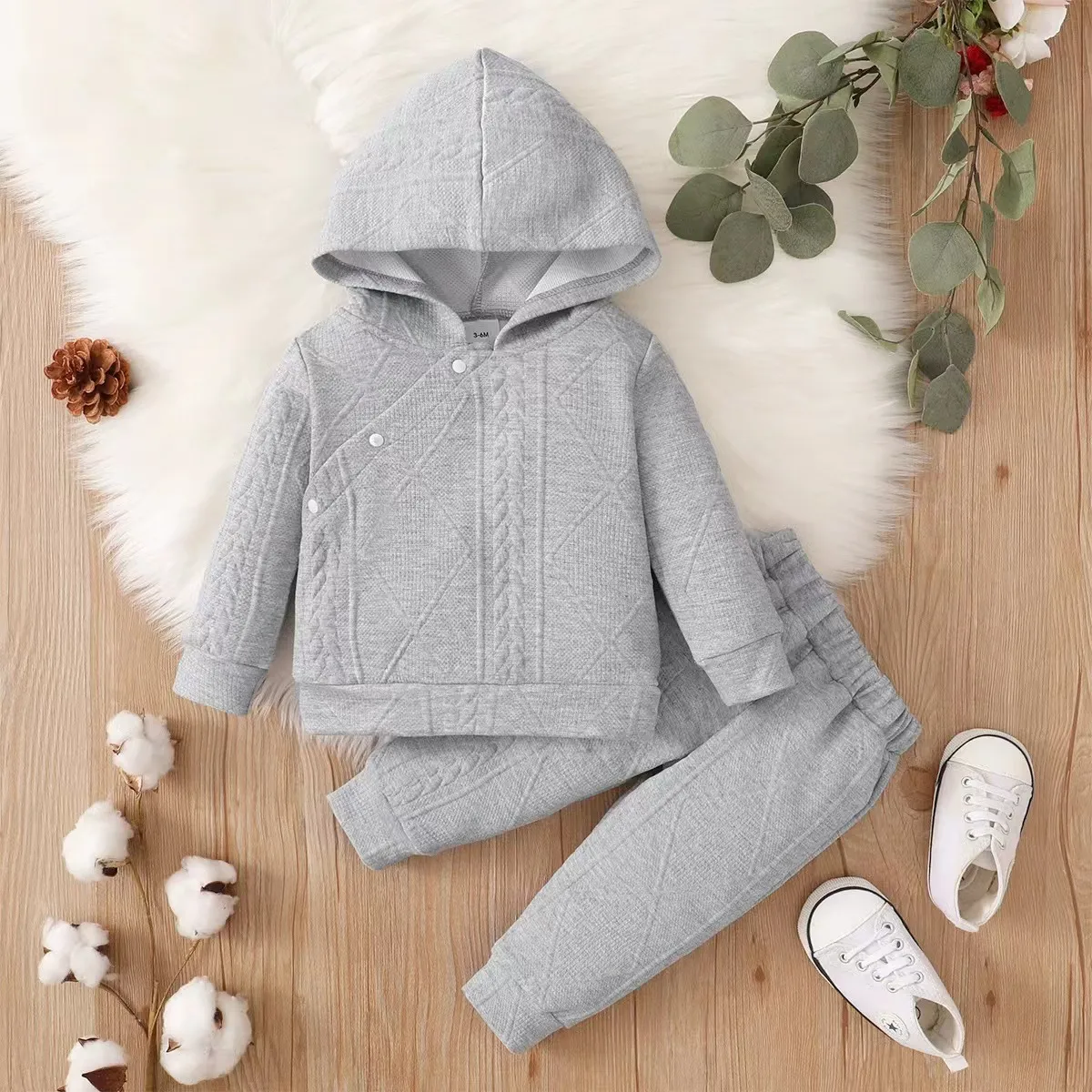 Patterned Hoodie and Sweatpants Set
