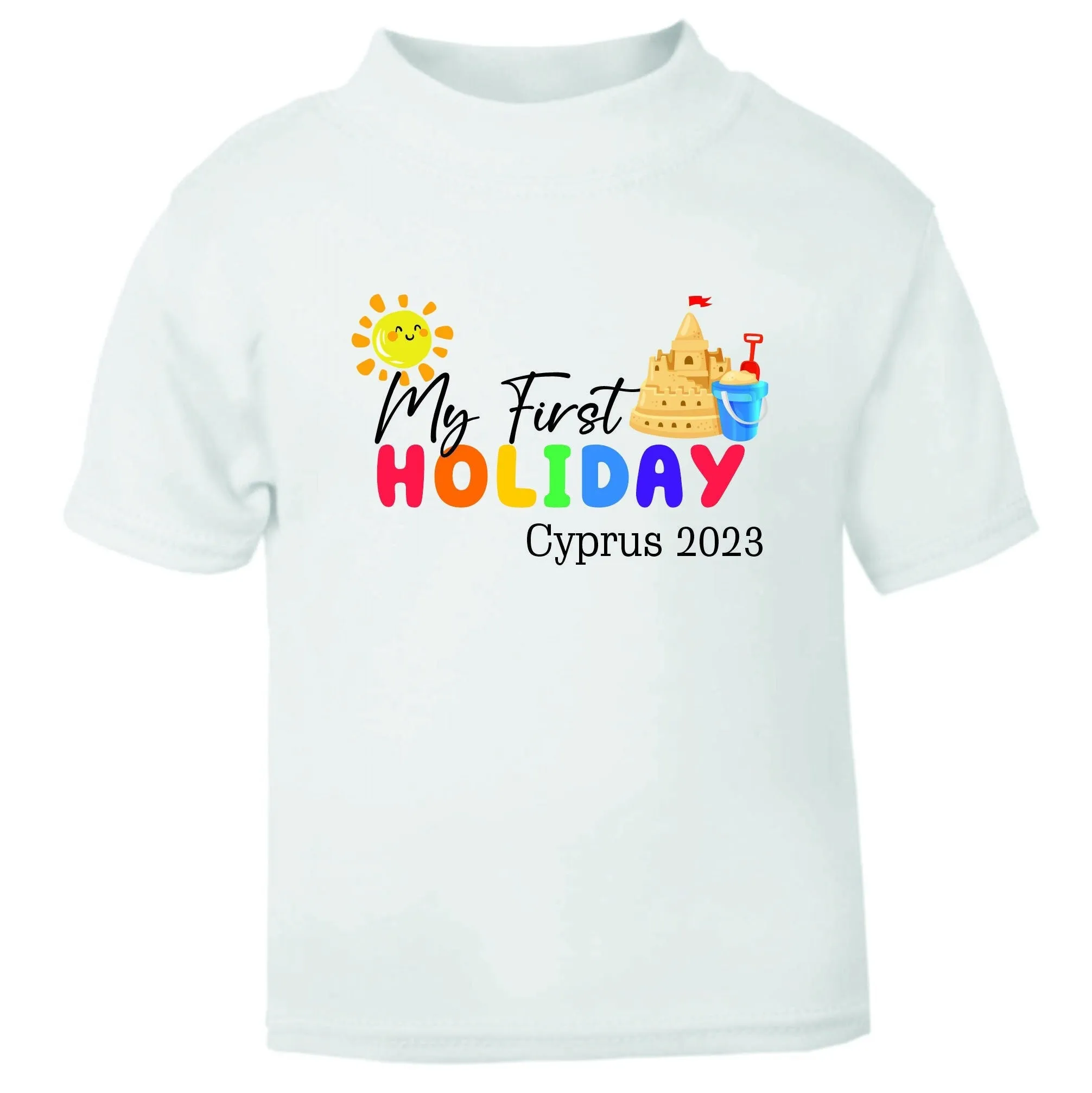 Personalised My First Holiday Kids T-Shirt, Baby Vest Vacation Kids T-shirt, baby Grow