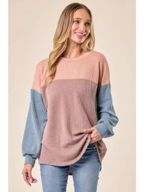 Plus Size Time To Love Ribbed Colorblock Sweatshirt