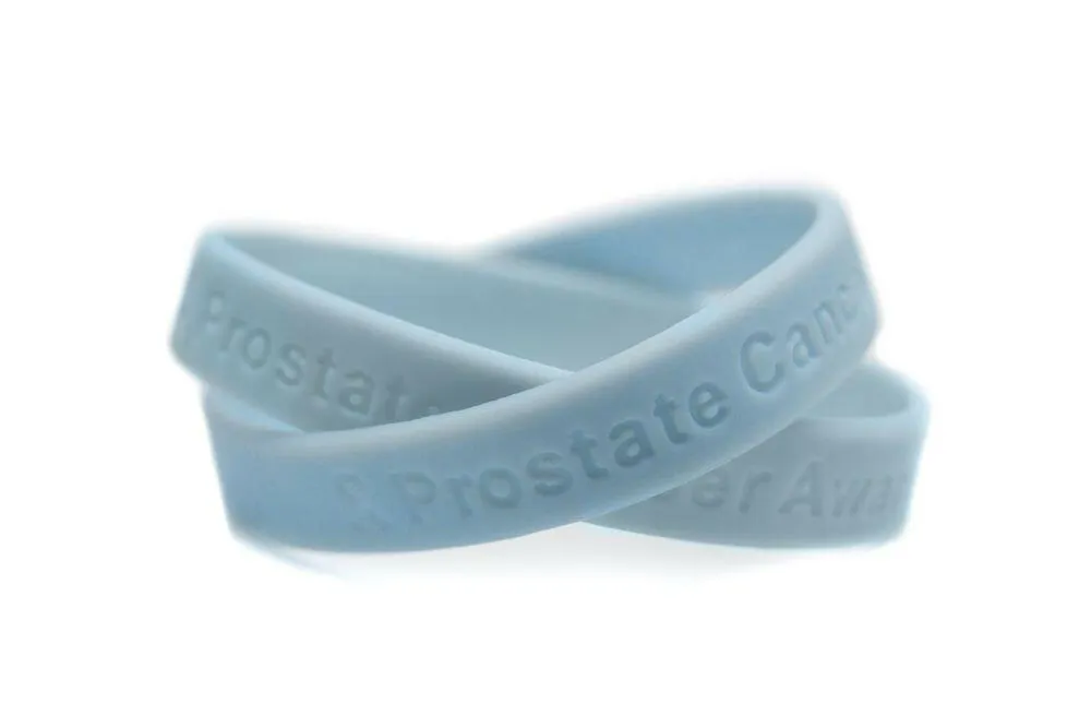 Prostate Cancer Awareness Light Blue Rubber Bracelet Wristband - Adult 8"