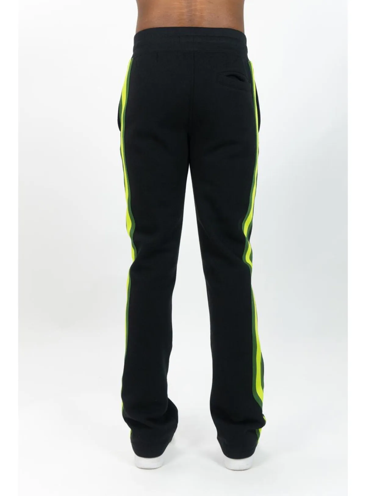 Rebel Minds Sweatpants - Fleece Side Stripe Stacked - Black - 132-441