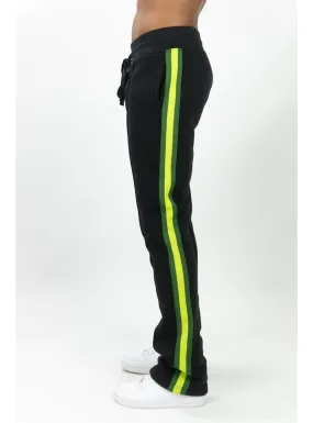 Rebel Minds Sweatpants - Fleece Side Stripe Stacked - Black - 132-441