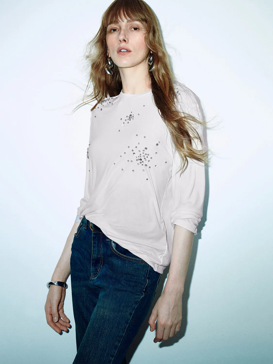 Rhinestone Loose T-Shirts