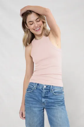 Rib Fitted Racer Tank (Rose Quartz)
