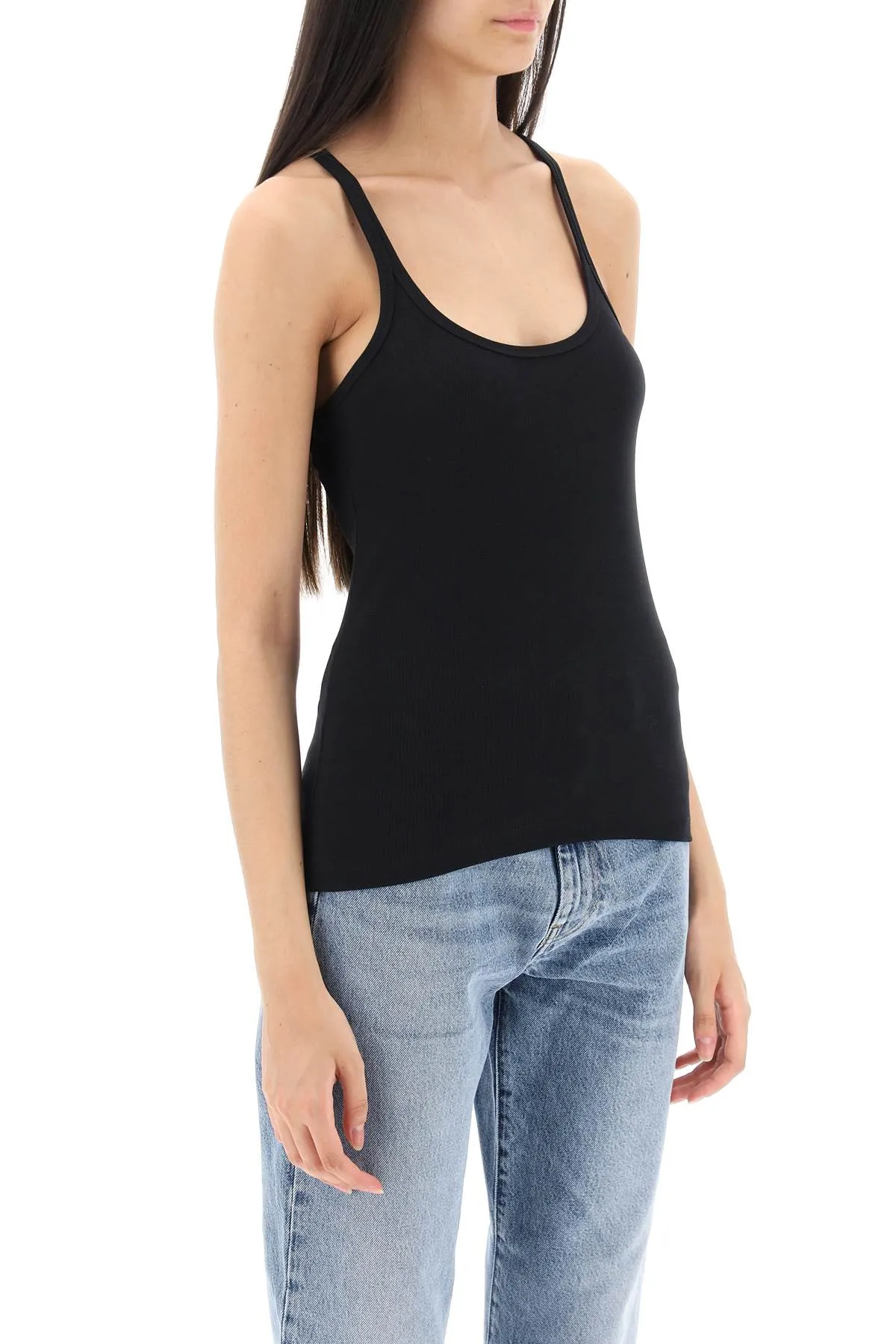 scoop neck rib tank top 213 458 772 BLACK