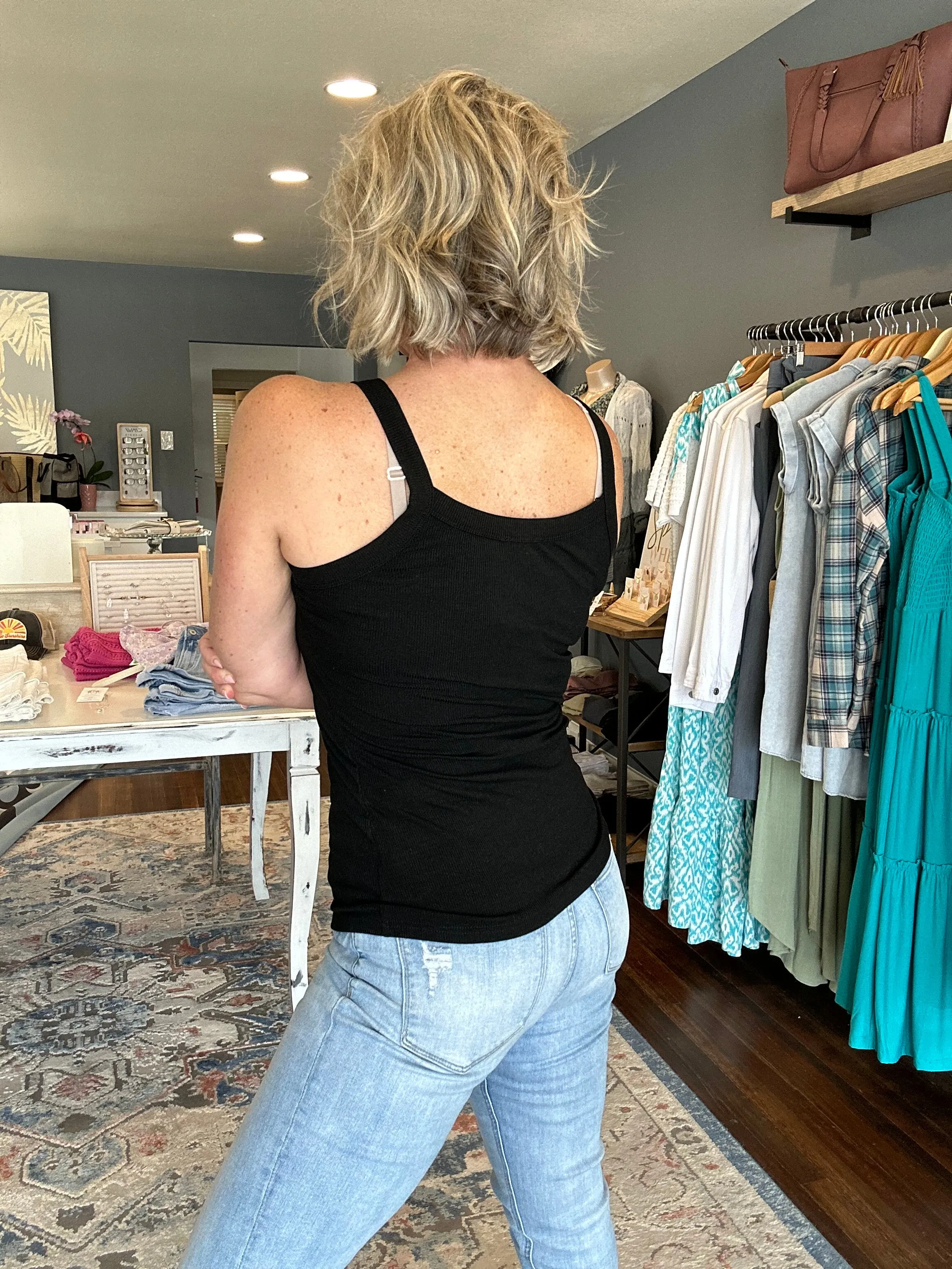 Soft Ribbed Square Neck Tank Tops - Several Colors