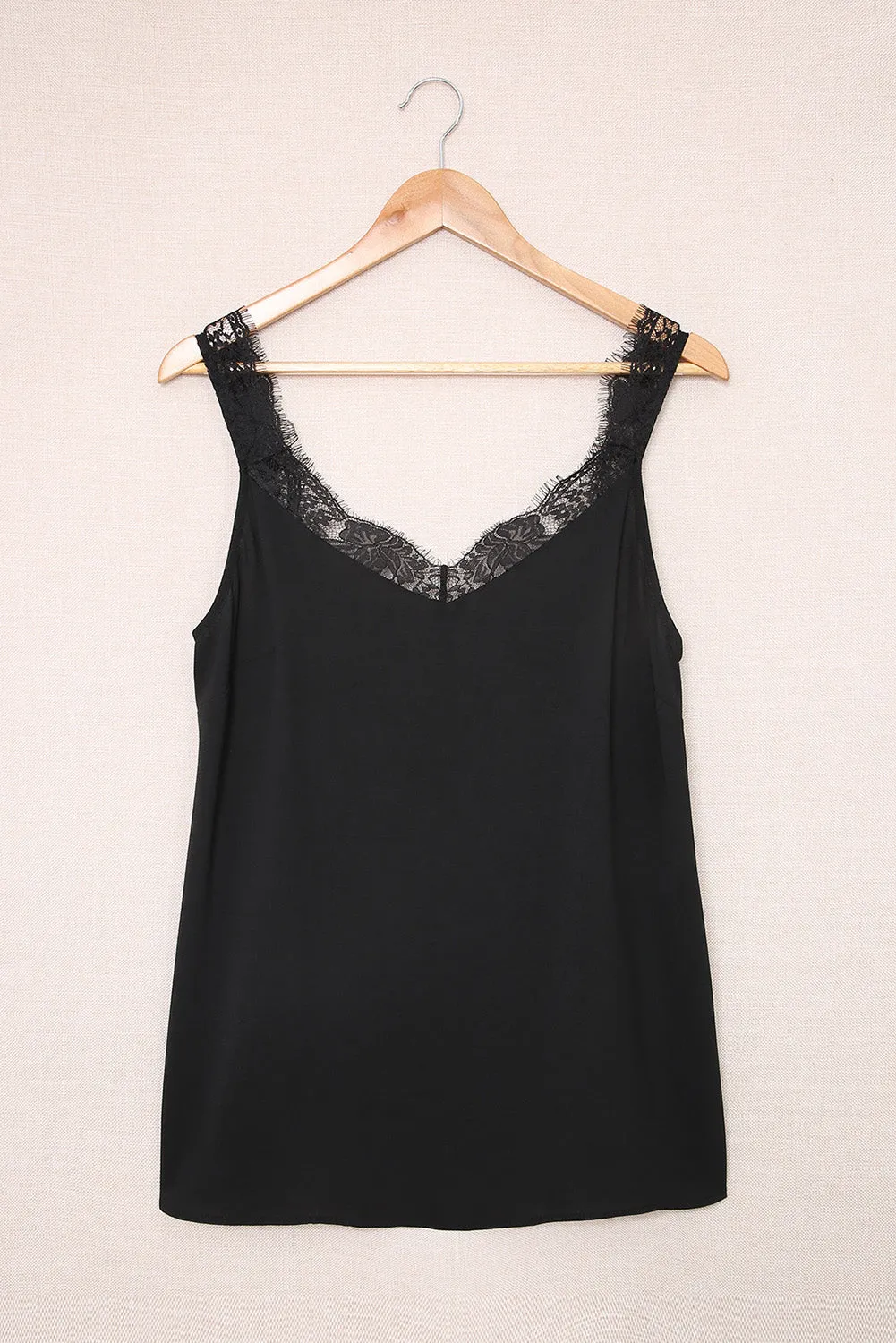Solid Lace Splicing Sleeveless Top