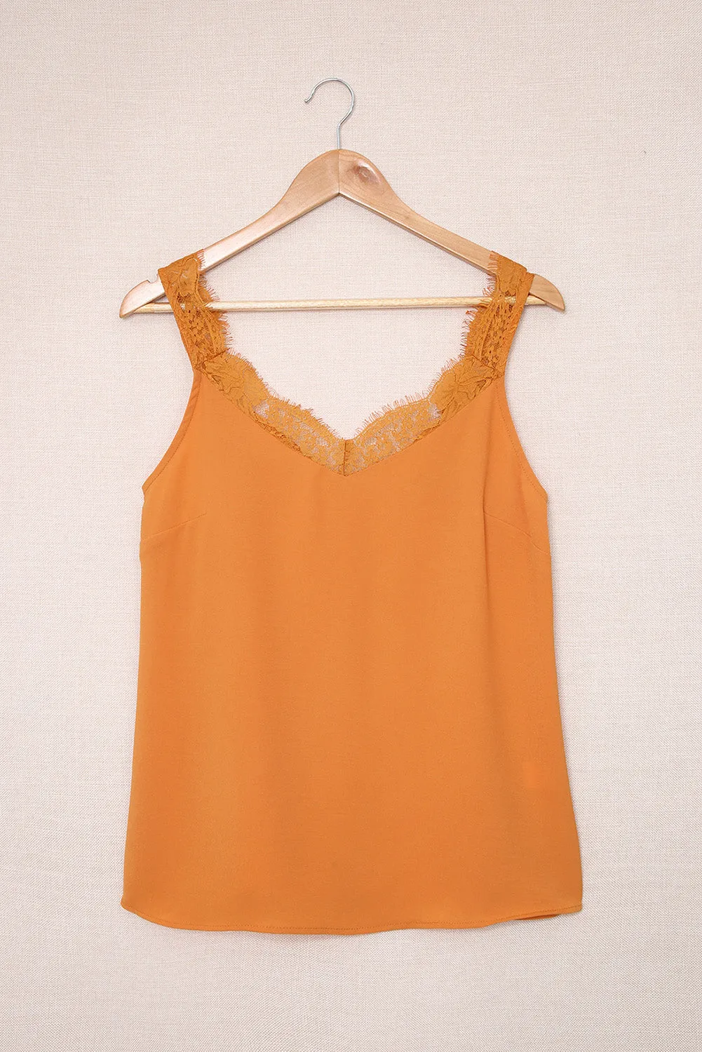 Solid Lace Splicing Sleeveless Top