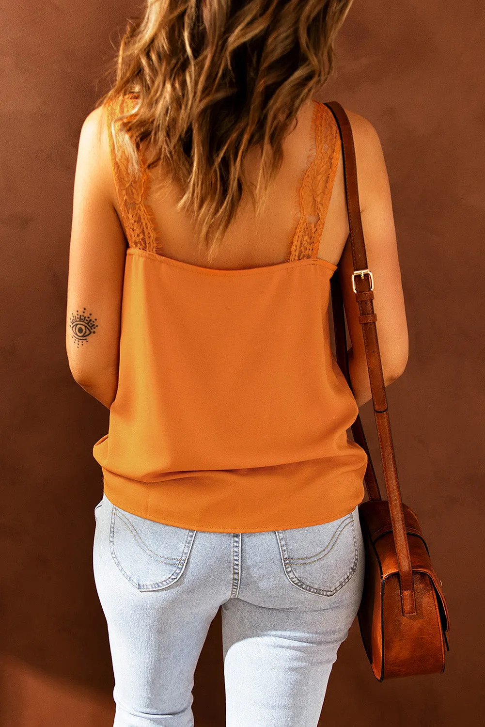 Solid Lace Splicing Sleeveless Top