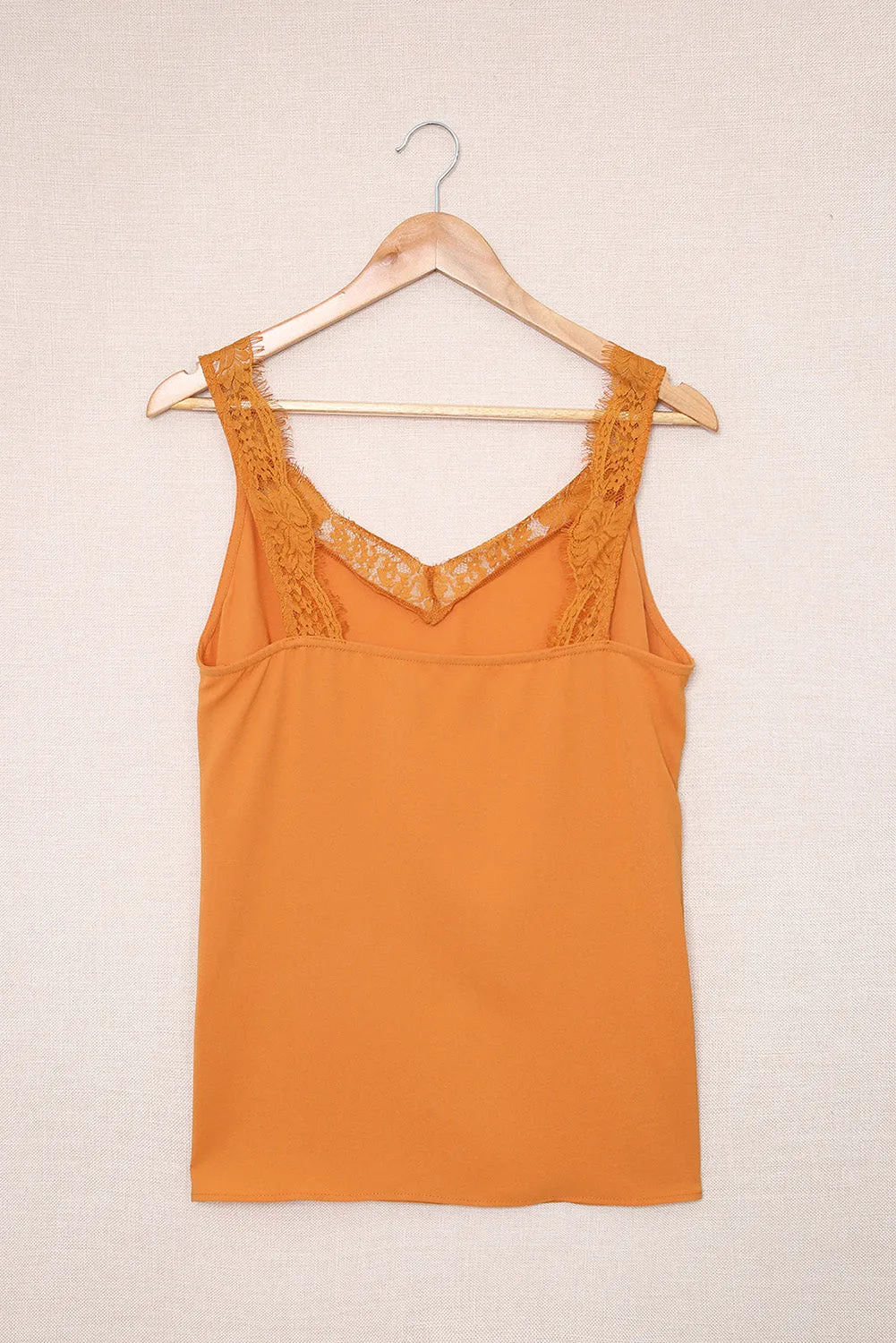 Solid Lace Splicing Sleeveless Top