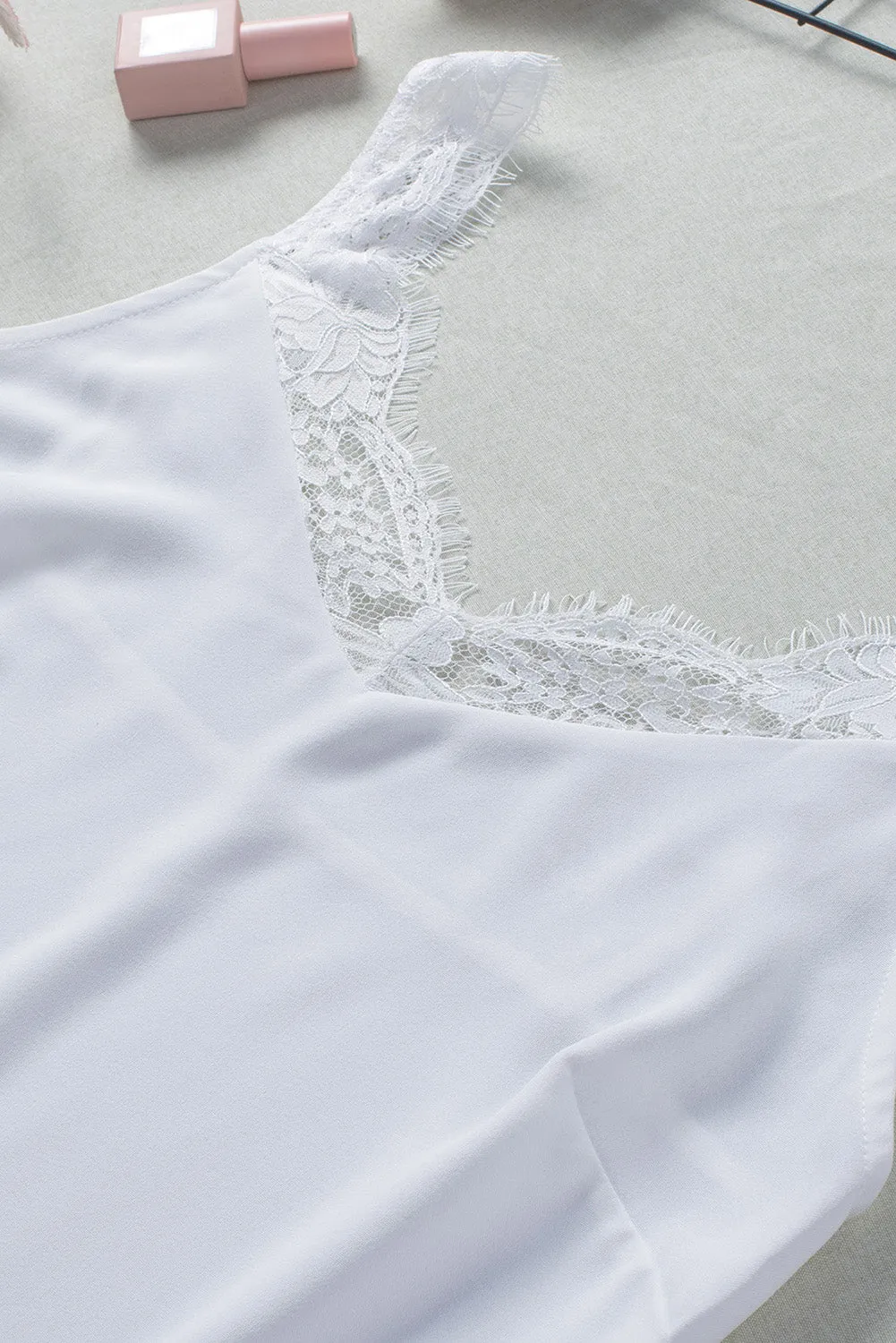 Solid Lace Splicing Sleeveless Top