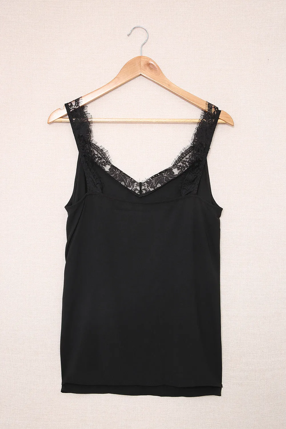 Solid Lace Splicing Sleeveless Top