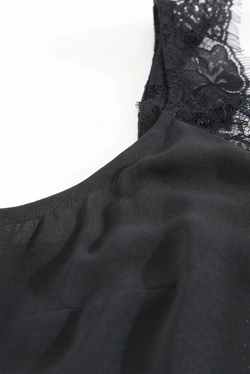 Solid Lace Splicing Sleeveless Top