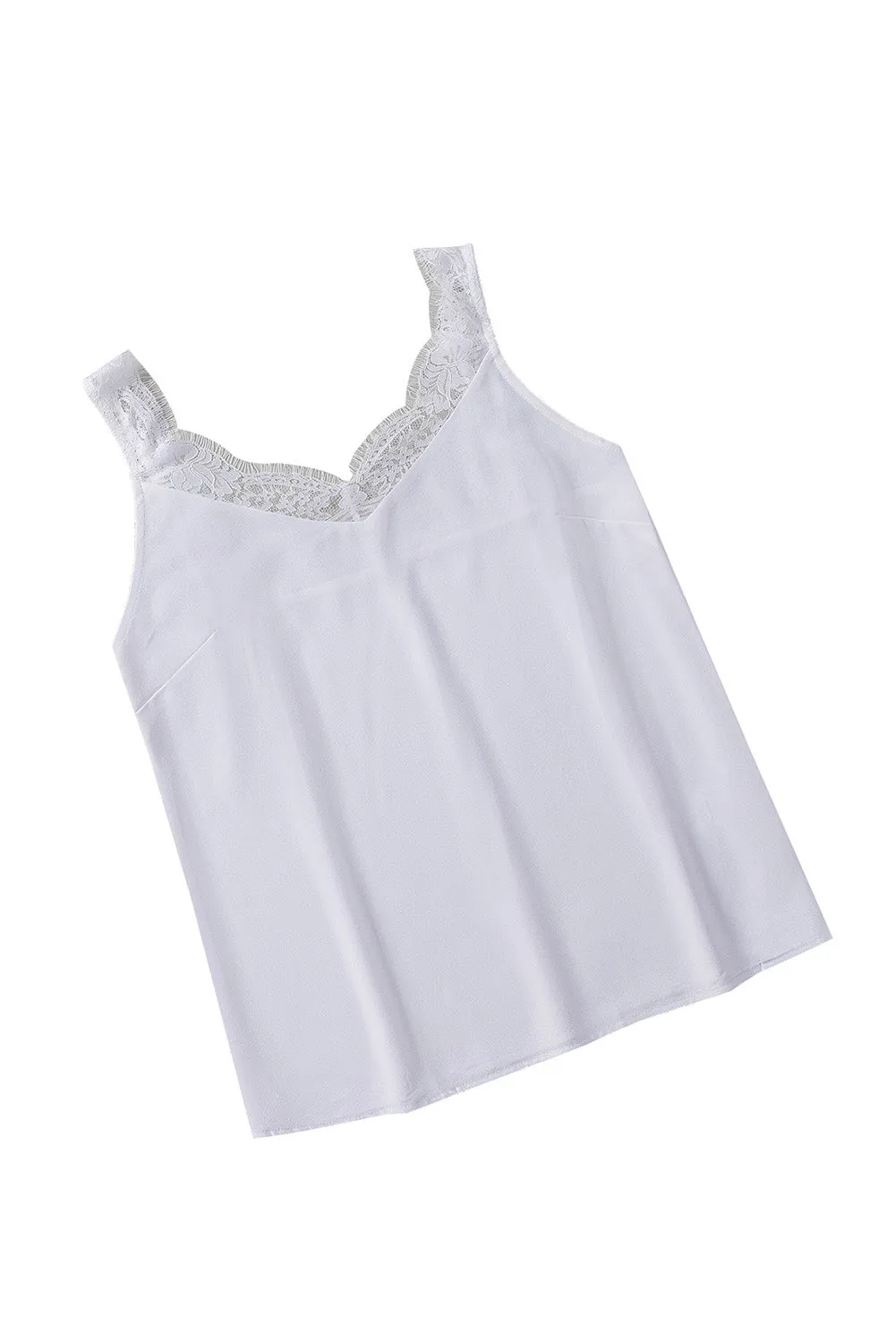 Solid Lace Splicing Sleeveless Top