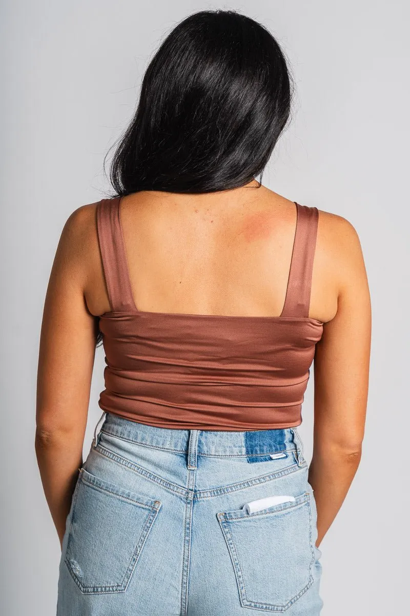Square neck cami tank top dusty brick