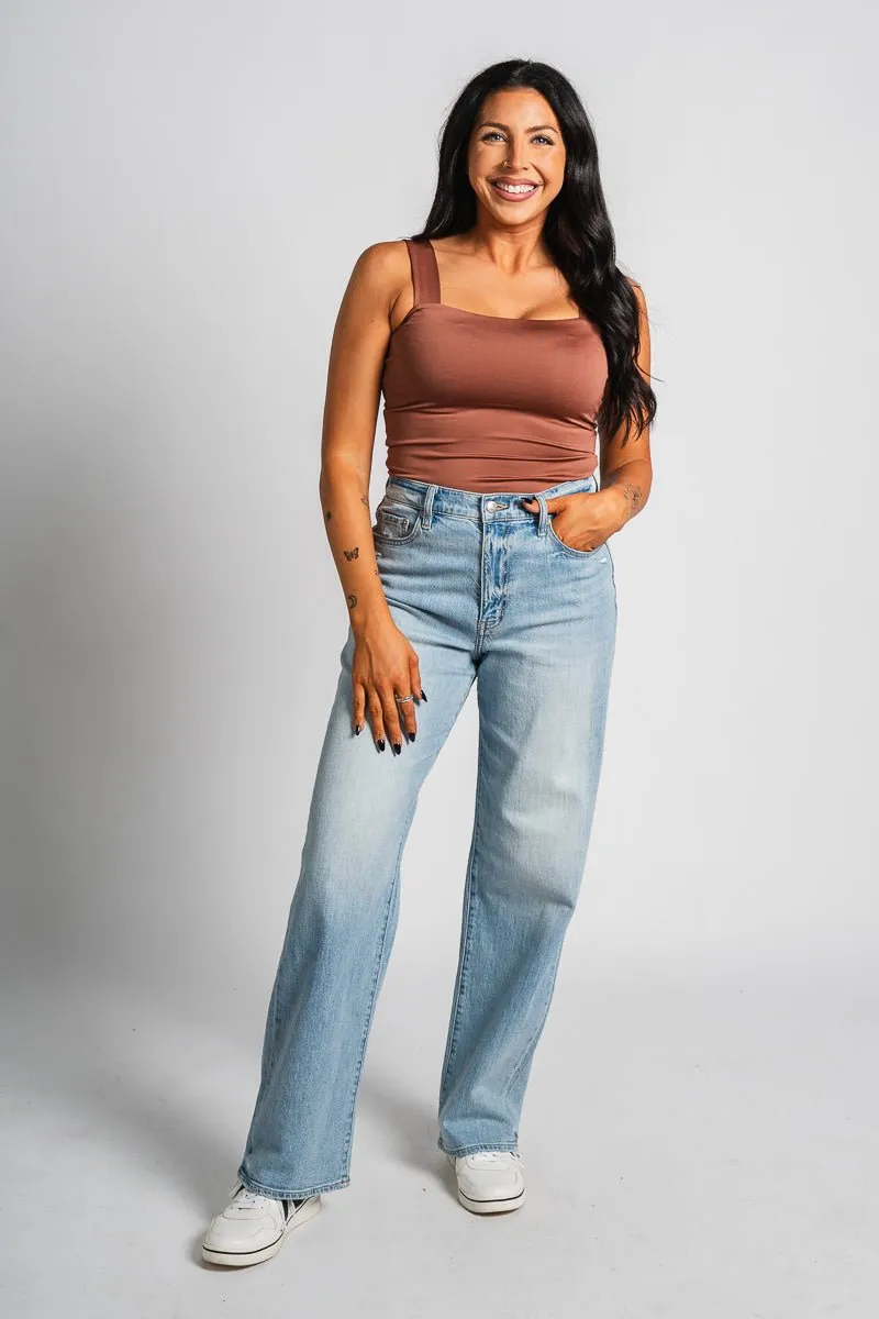 Square neck cami tank top dusty brick