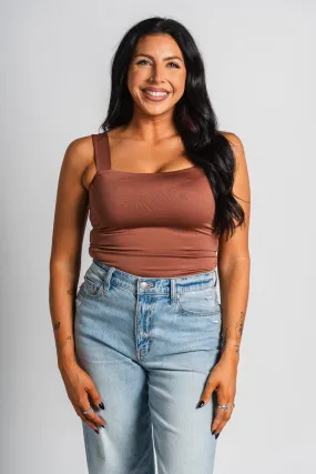 Square neck cami tank top dusty brick