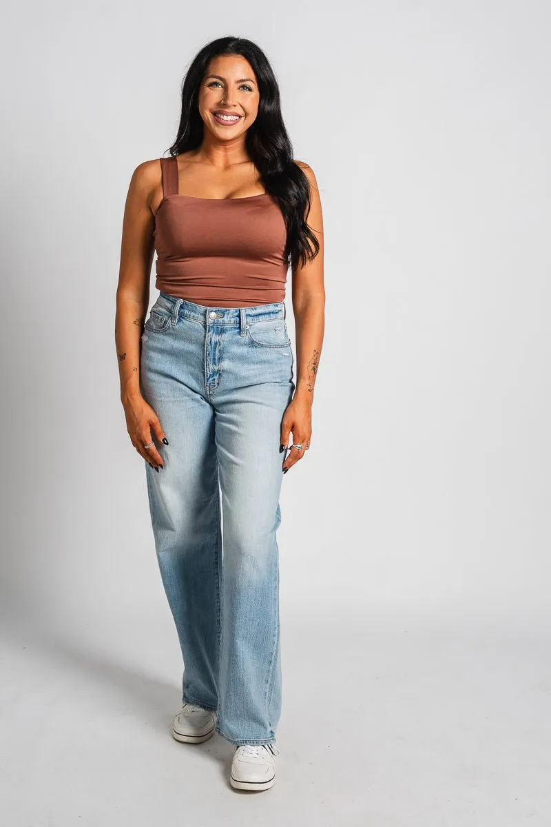 Square neck cami tank top dusty brick