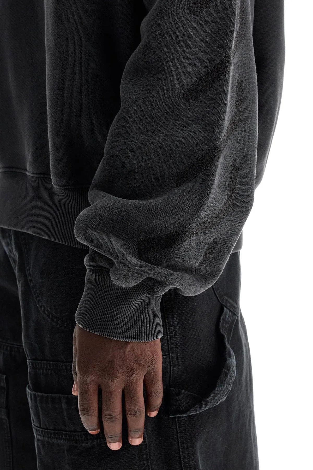 st. matthew crewneck sweatshirt with arrow OMBA070C99FLE002 BLACK GREY