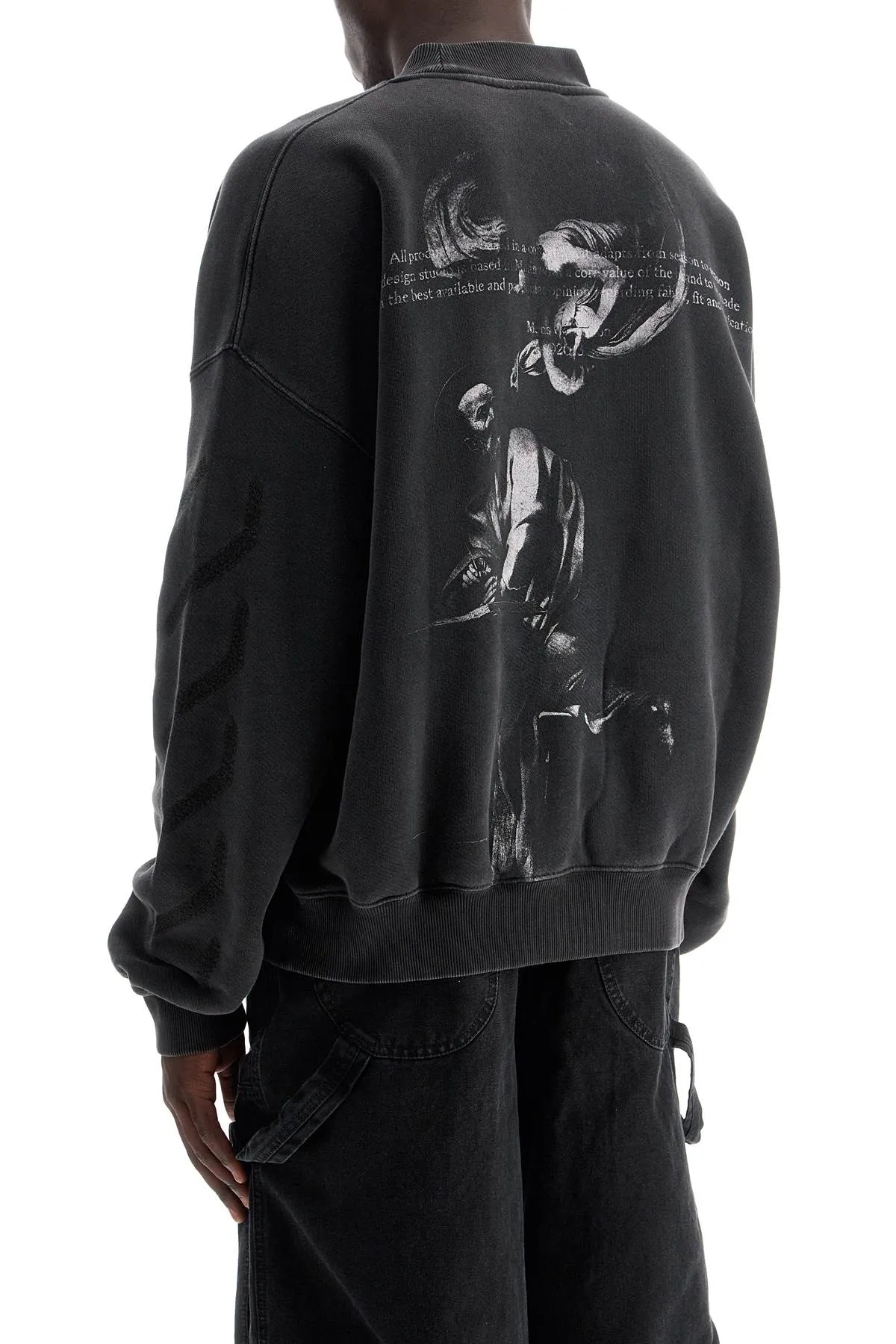 st. matthew crewneck sweatshirt with arrow OMBA070C99FLE002 BLACK GREY