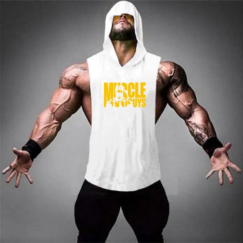 Summer Fitness Stringer Hoodies Muscle Shirt Bodybuilding Clothing Gym Tank Top Mens Sporting Sleeveless shirts