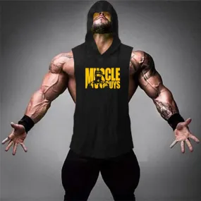 Summer Fitness Stringer Hoodies Muscle Shirt Bodybuilding Clothing Gym Tank Top Mens Sporting Sleeveless shirts