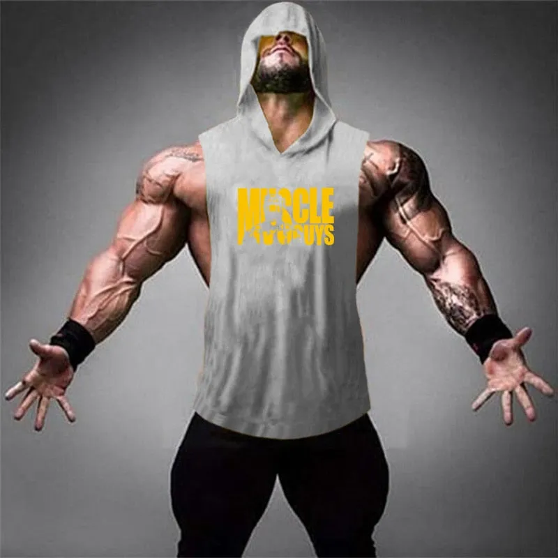 Summer Fitness Stringer Hoodies Muscle Shirt Bodybuilding Clothing Gym Tank Top Mens Sporting Sleeveless shirts