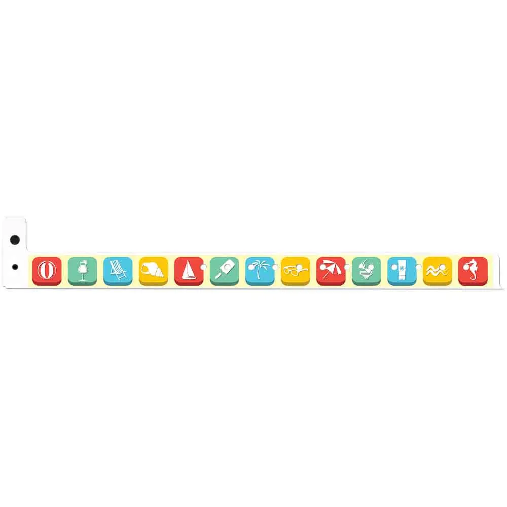 SuperBand Expressions Plastic Wristbands 3/4" Beach Design 4075 - Yellow (500/Box)