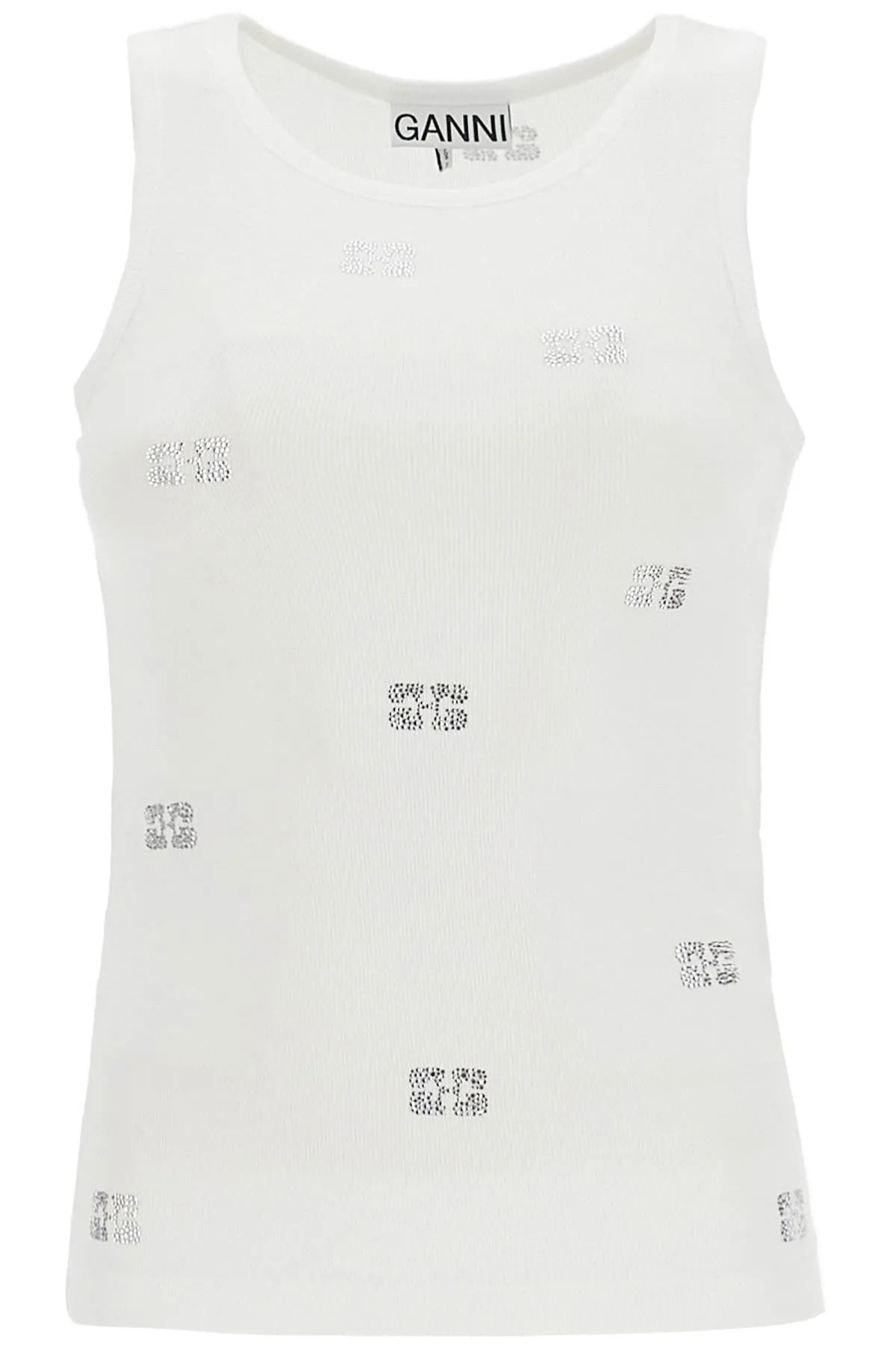 tank top with micro rhinest T4087 BRIGHT WHITE