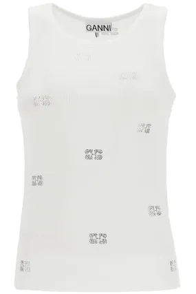 tank top with micro rhinest T4087 BRIGHT WHITE