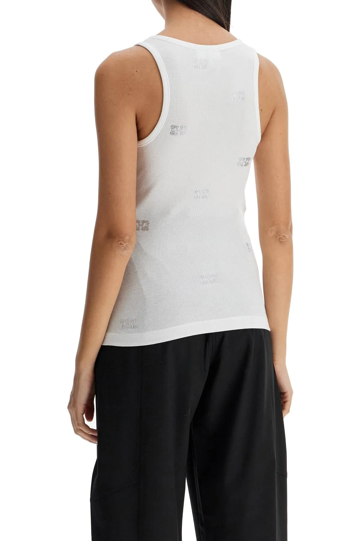 tank top with micro rhinest T4087 BRIGHT WHITE