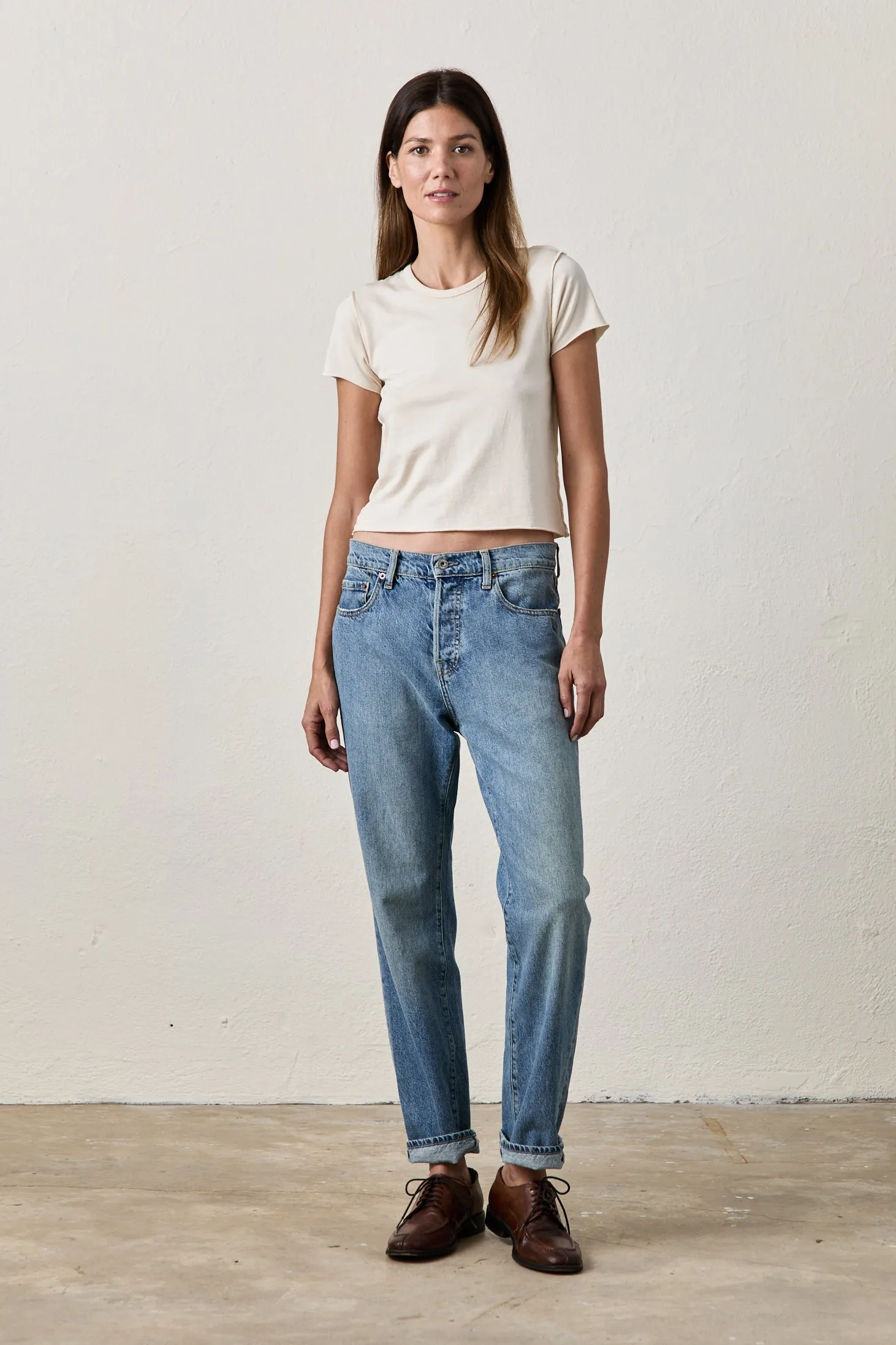 Tara Lux Jersey Crew Tee Shirt | Ivory