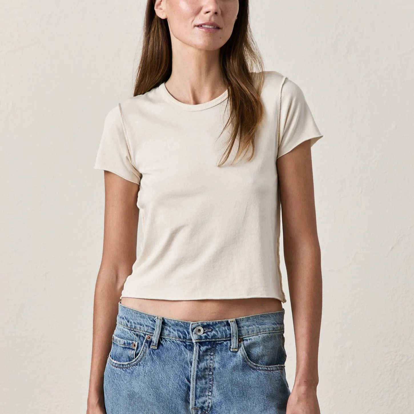 Tara Lux Jersey Crew Tee Shirt | Ivory