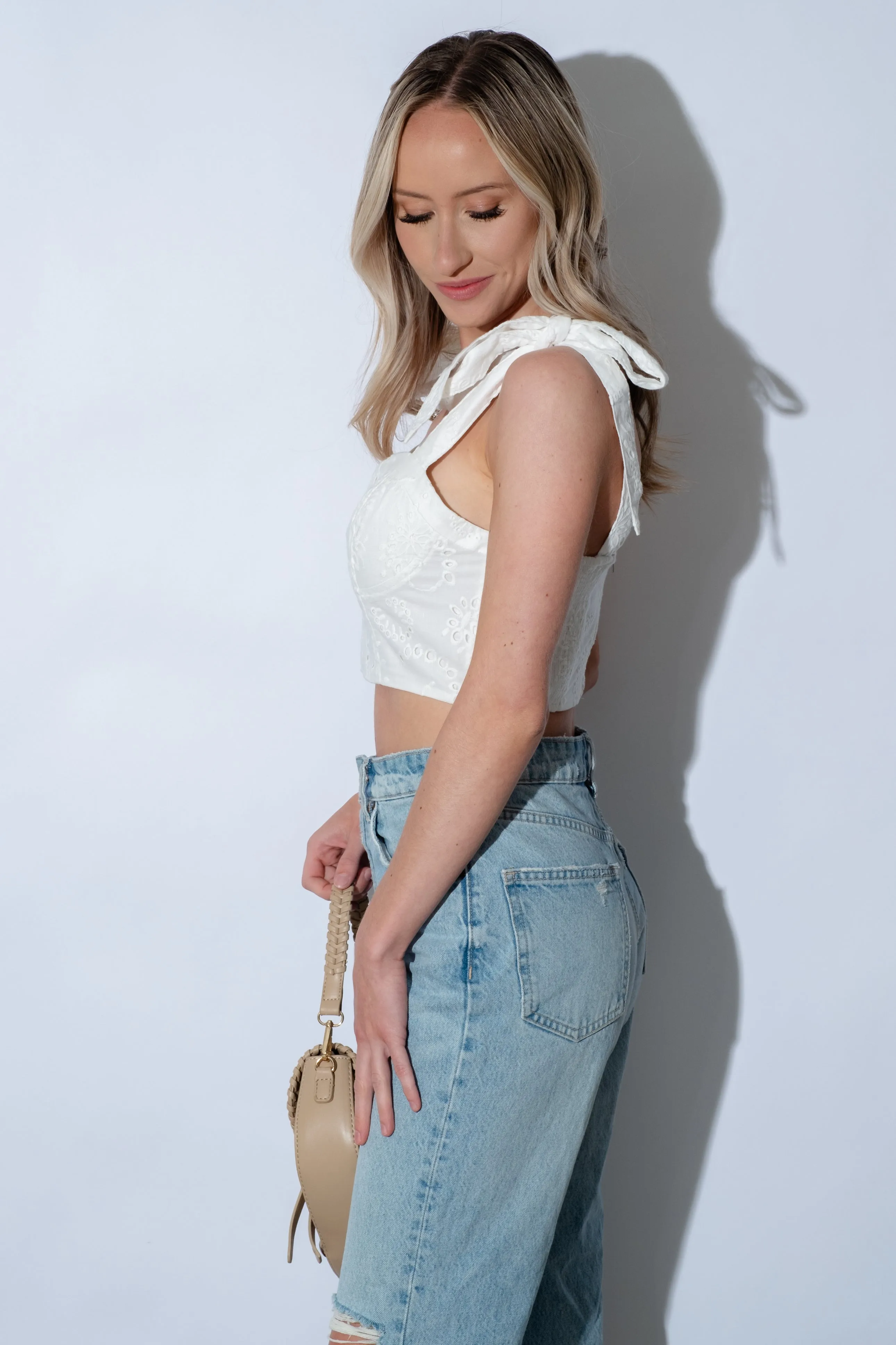 Tayla Eyelet Sweetheart Top