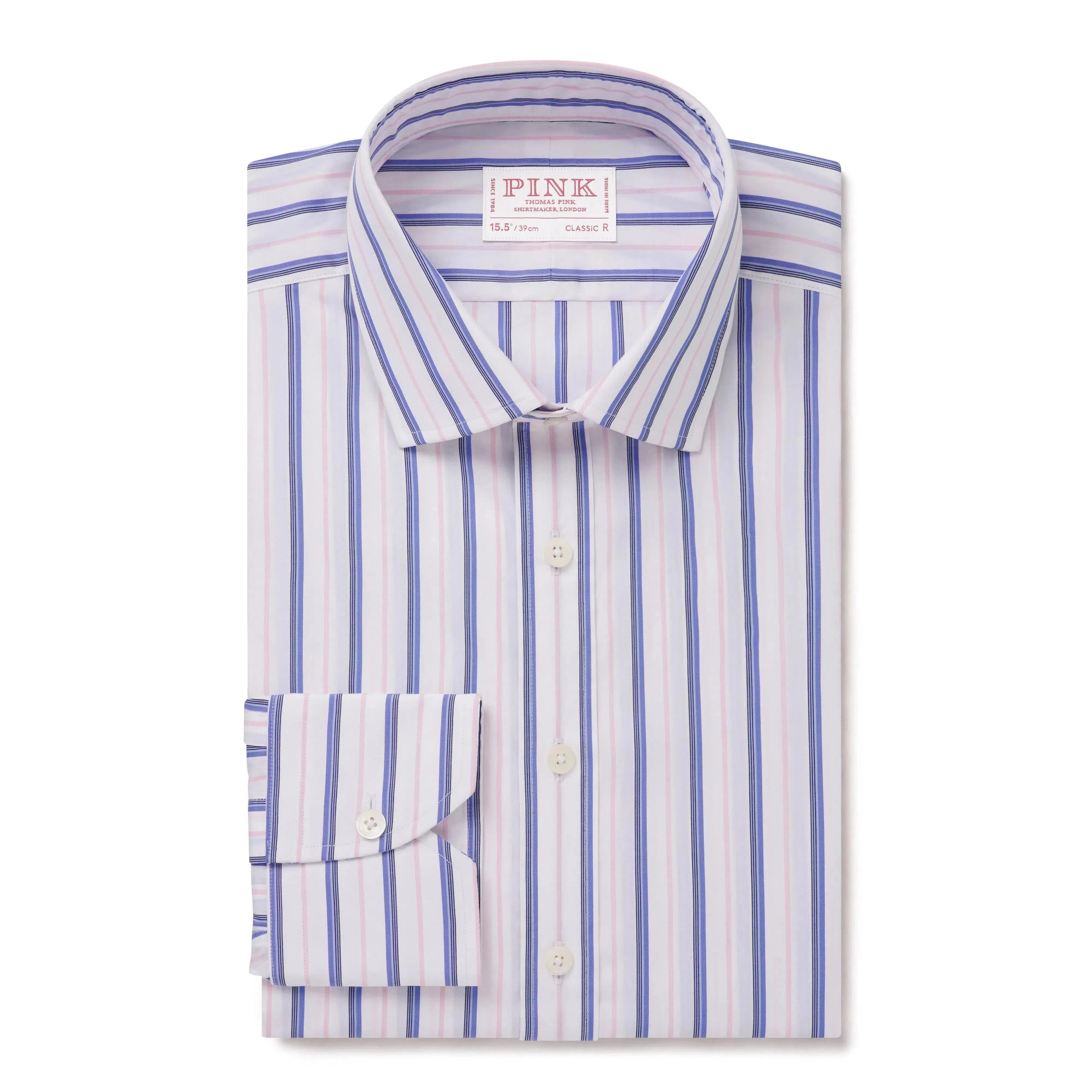 Thomas Pink Classic Fit Formal Thick & Thin Stripe Shirt