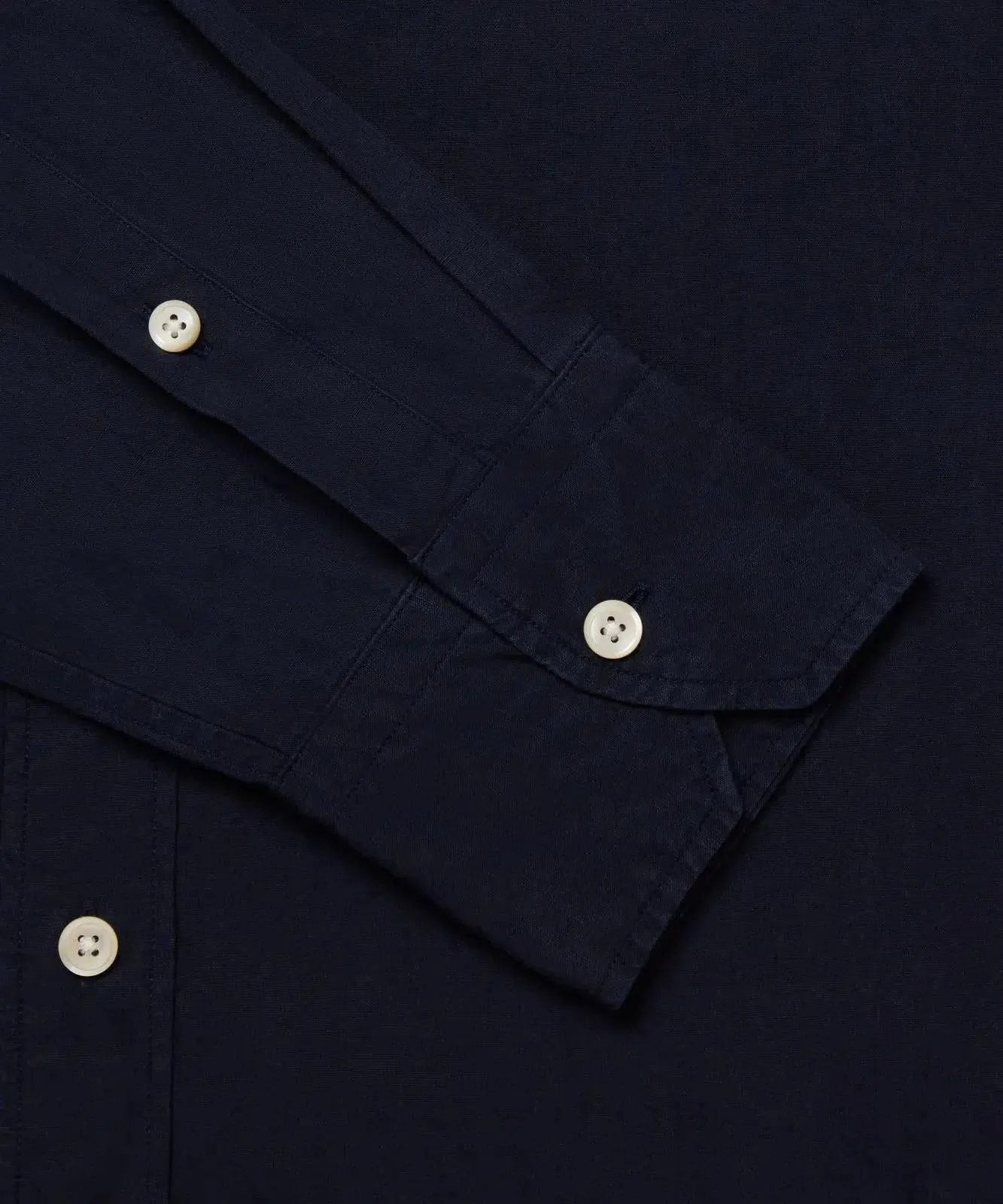 Thomas Pink Classic Fit Smart Casual Cotton Linen Dyed Shirt Navy