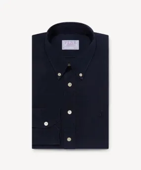 Thomas Pink Classic Fit Smart Casual Cotton Linen Dyed Shirt Navy