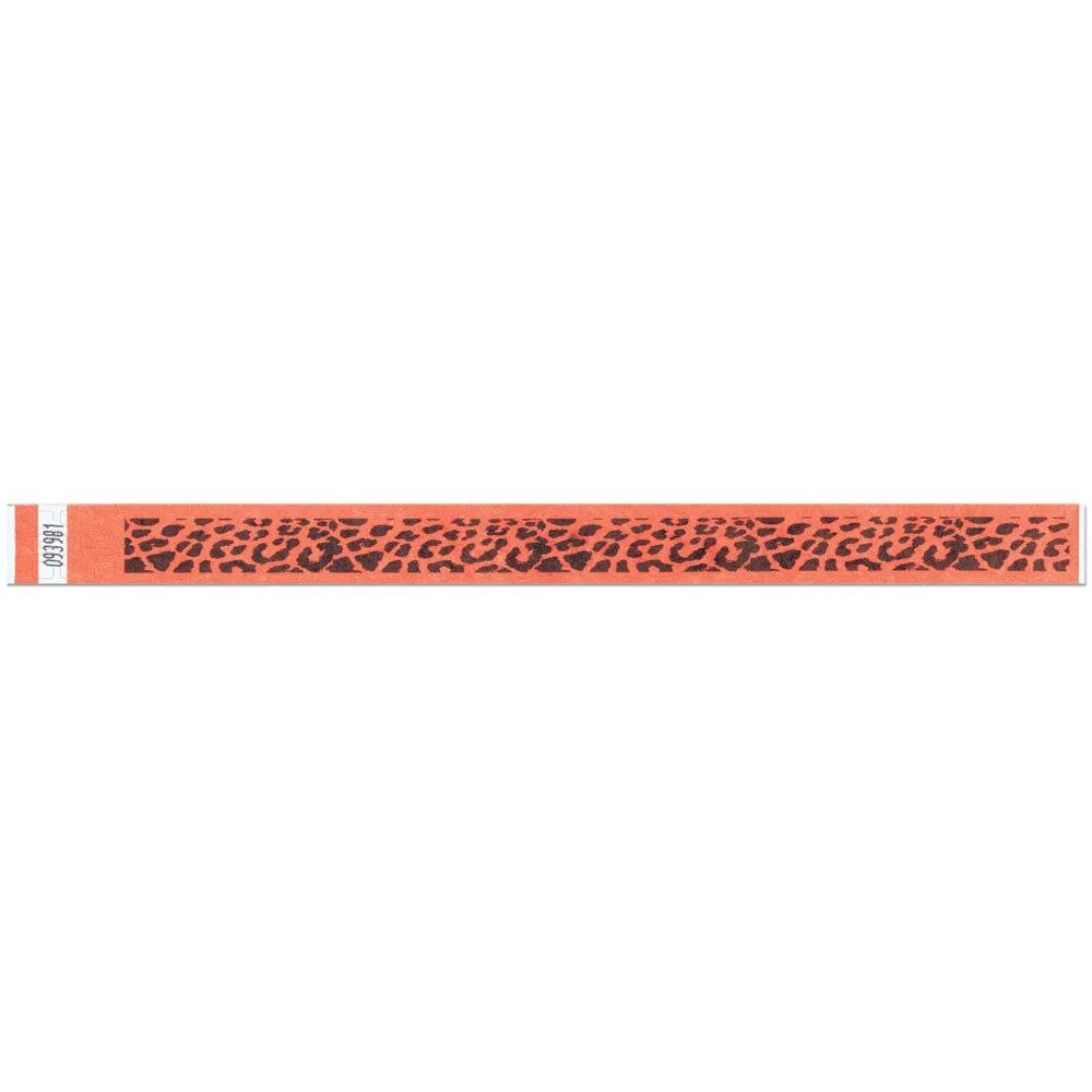 Tytan-Band® Expressions Tyvek® Wristbands 3/4" Leopard Design NTX58 - Day Glow Orange (500/Pack)