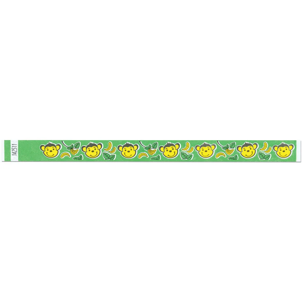 Tytan-Band® Expressions Tyvek® Wristbands 3/4" Monkeys Design NTX102 (500/Pack)
