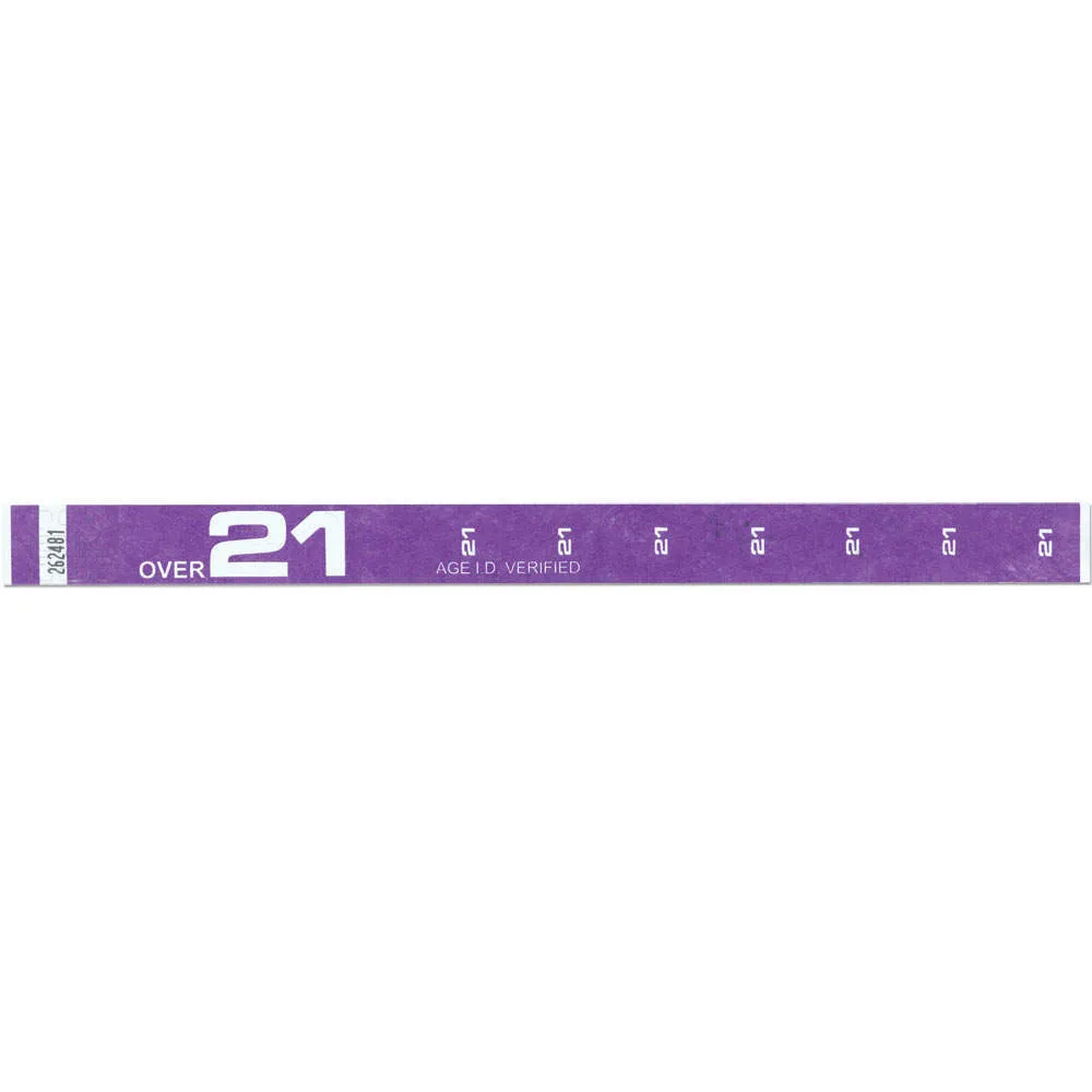 Tytan-Band® Expressions Tyvek® Wristbands 3/4" Over 21 Design NTX61 (500/Pack)