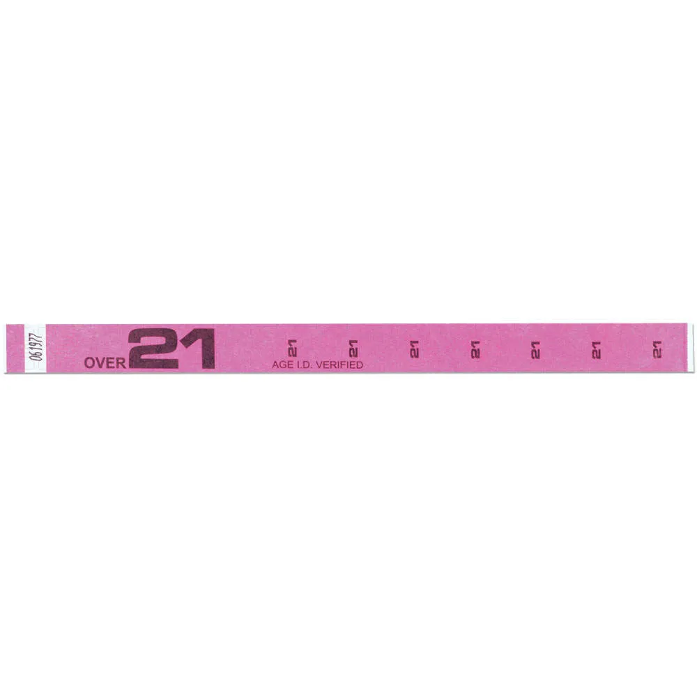 Tytan-Band® Expressions Tyvek® Wristbands 3/4" Over 21 Design NTX61 (500/Pack)