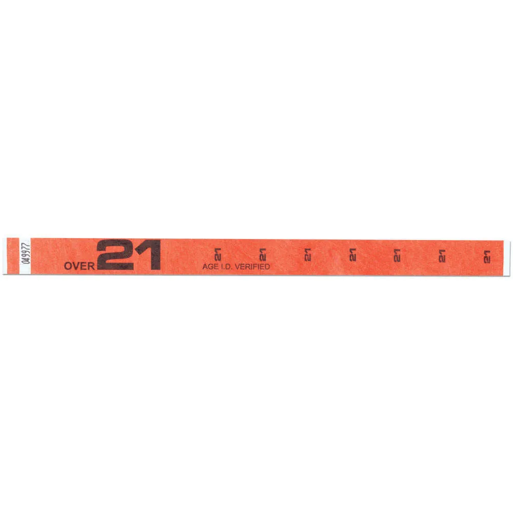 Tytan-Band® Expressions Tyvek® Wristbands 3/4" Over 21 Design NTX61 (500/Pack)