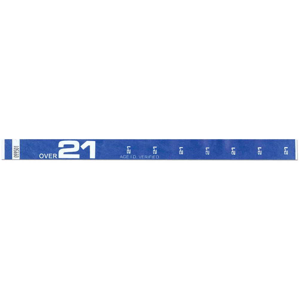 Tytan-Band® Expressions Tyvek® Wristbands 3/4" Over 21 Design NTX61 (500/Pack)
