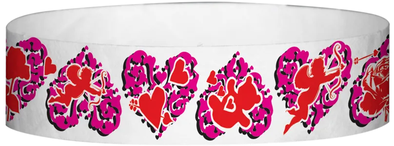 Tyvek® 3/4" x 10" Hearts pattern wristbands