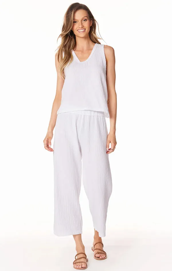 V Neck Raw Edge Gauze Tank