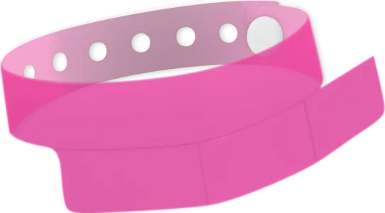 Vinyl 1 1/4" x 9 1/4" 3-Stub Snapped Solid Edge Glow wristbands