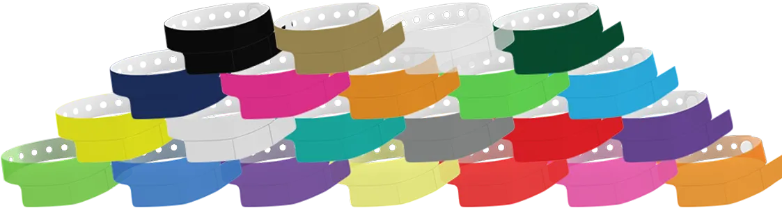 Vinyl 1 1/4" x 9 1/4" 3-Stub Snapped Solid Edge Glow wristbands