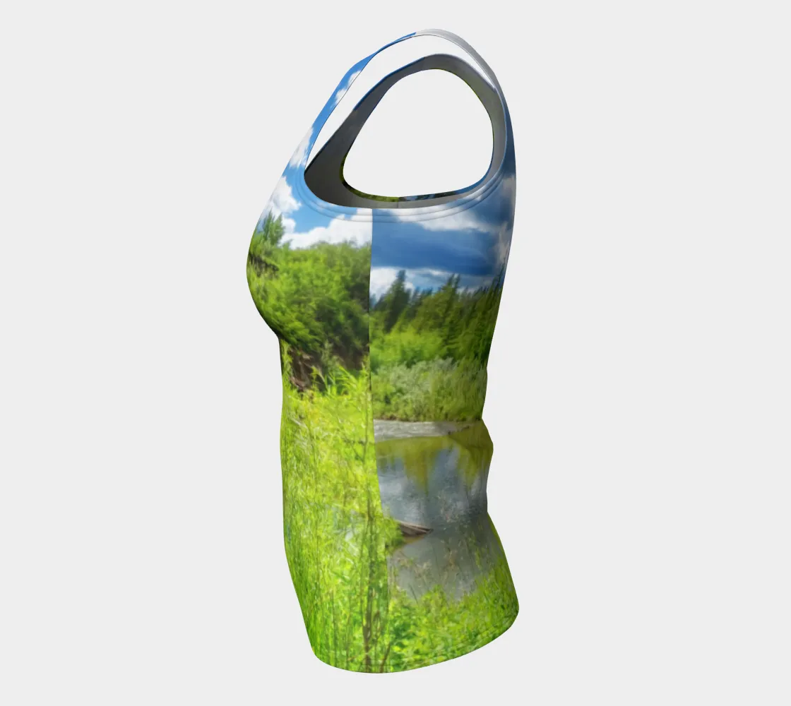 Women's All-Over Fitted Long Tank Top - Fish Creek Park Votier's Flats
