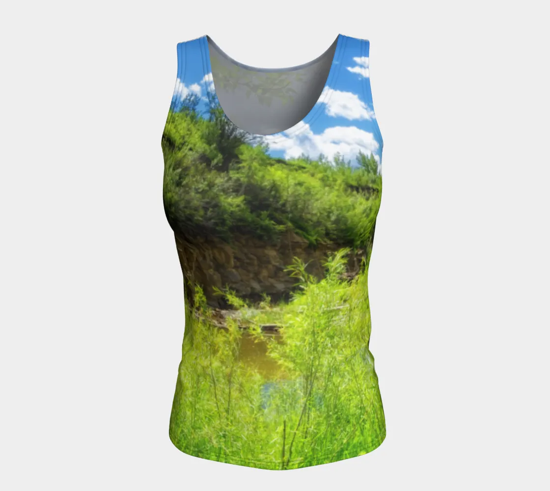 Women's All-Over Fitted Long Tank Top - Fish Creek Park Votier's Flats